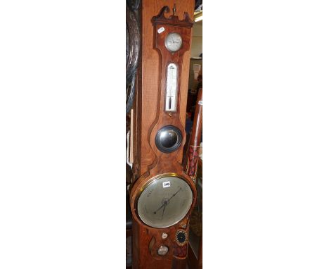 Early 19th c. crossbanded mahogany wheel barometer by F. Amadio &amp; Sons of London