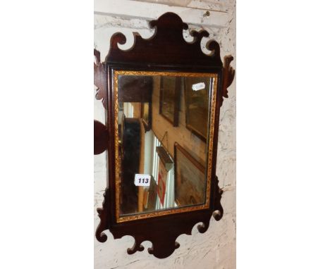 19th c. small mahogany Chippendale style wall mirror