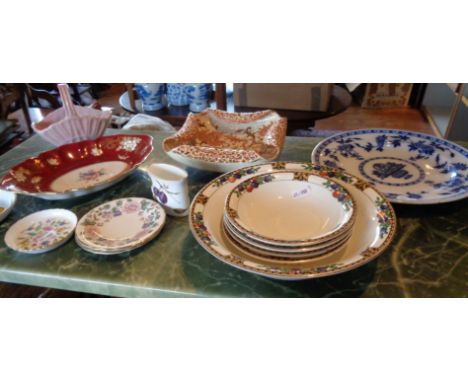 Zsolnay pierced porcelain fruit bowl and other china