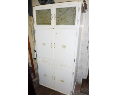 1950s kitchen unit in painted plywood with drop down enamel worktop