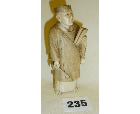 19th c. Oriental carved ivory figure of a scribe