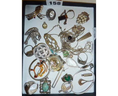 Assorted vintage silver and other jewellery, some hallmarked and signed with maker/designer, inc. Mexican enamel bison brooch