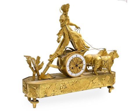 A French Ormolu Striking Mantel Clock, signed Filon A Paris, circa 1800, case surmounted by a classical lady in robes seated 