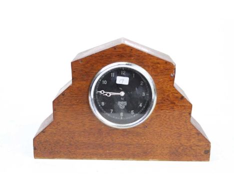 A Smiths for Bentley Motors dashboard clock in a made-up oak case, dial dia. 7cm 
