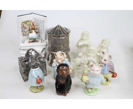 A collection of ceramics to include Beswick Beatrix Potter figures and Snow babies bisque porcelain figures, largest height 1