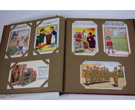 An album of vintage humorous postcardsApprox. 100 postcards in total.