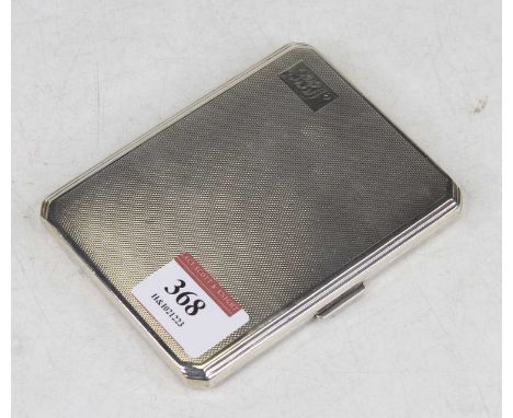 A George V silver engine turned pocket cigarette case, with engraved monogram, 5.4oz, 10.5cm 