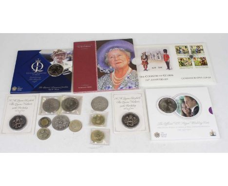 A collection of commemorative crowns and first day covers