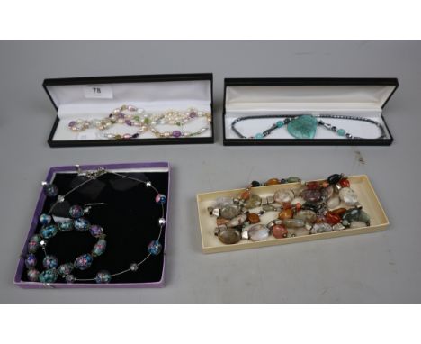 Collection of costume jewellery hallmarked silver necklace and bracelet set 