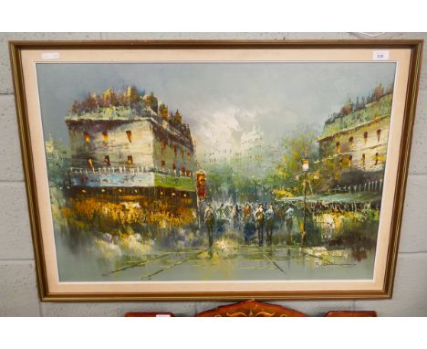 Impressionist oil on board signed R Simmons - Approx image size: 89cm x 59cm