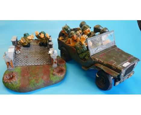 L/E model of a military Jeep together with model of bridge 
