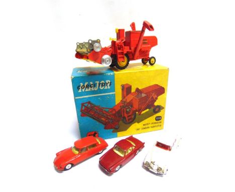 A CORGI MAJOR TOYS NO.1111, MASSEY-FERGUSON 780 COMBINE HARVESTER  red and yellow, fair condition (lacking two rows of tines)