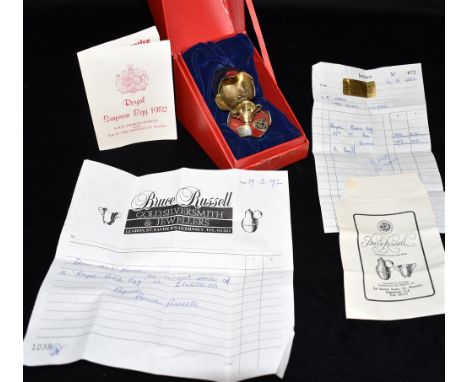 BRUCE RUSSELL: A 1982 ROYAL SURPRISE EGG IN SILVER  And 18ct gold plate, limited edition No 15, the surprise Egg to commemora