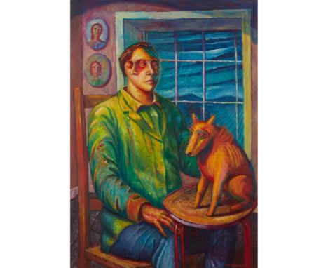 § NEIL MACPHERSON R.S.A., R.G.I. (SCOTTISH CONTEMPORARY) THE MAN WHO KNEW EVERYTHING AND NOTHING Signed lower right, oil on b