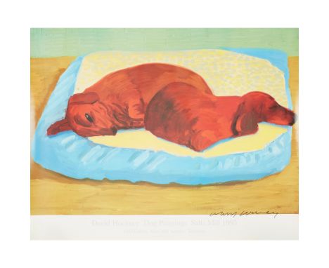 § DAVID HOCKNEY O.M., C.H., R.A. (BRITISH B.1937) DOG 43 POSTER Off-set lithograph on gloss paper, signed in ink, published b