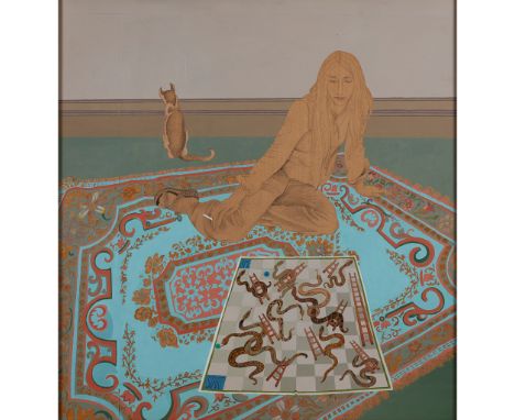 § ALASDAIR GRAY (SCOTTISH 1934-2019) SNAKES &amp; LADDERS (FILM SEQUENCE WITH LIZ LOCHHEAD) - 1972 Mixed media and tiddly win