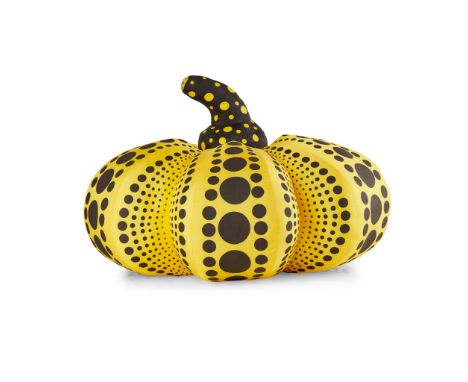 YAYOI KUSAMA (JAPANESE B.1929) PUMPKIN (YELLOW) - SOFT SCULPTURE Silkscreen printed nylon(35cm x 55cm (13.75in x 21.75in))
