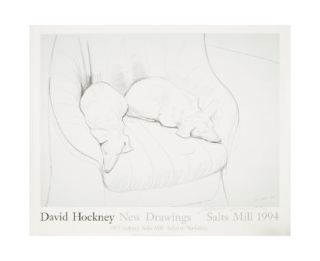 § DAVID HOCKNEY O.M., C.H., R.A. (BRITISH B.1937) BLACK AND WHITE DOGS EXHIBITION POSTER Off-set lithograph on gloss paper, s