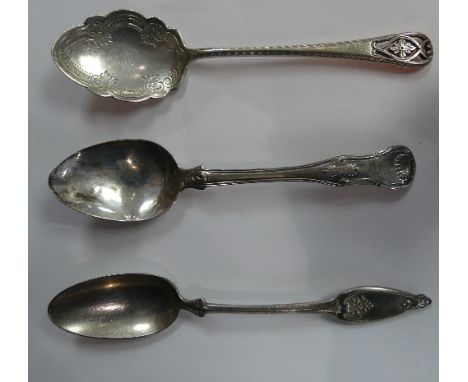 An Edwardian silver Preserve Spoon, hallmarked Sheffield, 1909, together with an oval silver napkin ring, engraved 'N', other