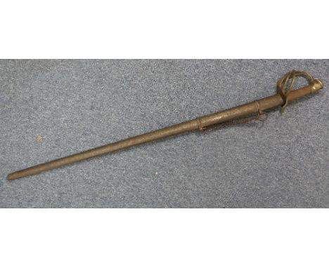 An early 19thC French Napoleonic Era 1815 Cavalry (Cuirassier's) Sword, the single edged straight blade, with large double fu