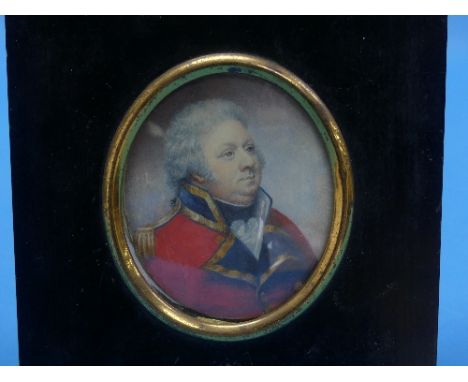 Early 19th century School; a portrait miniature of a gentleman in military uniform, possibly King George III, watercolour on 