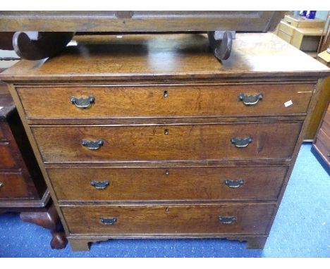 A Georgian oak Chest of four long graduated Drawers, raised on bracket feet, 42in wide x 21in deep x 40in high (107cm x 54cm 