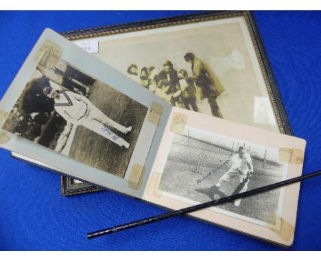 Cricket interest: an autograph book containing various signatures including ink signed photographs of J.B. Hobbs and Herbert 