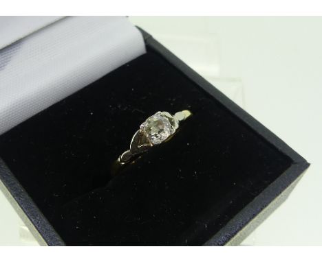 A single stone diamond Ring, the stone approx 0.3ct, mounted in 18ct yellow gold and platinum, Size N½, the stone chipped and