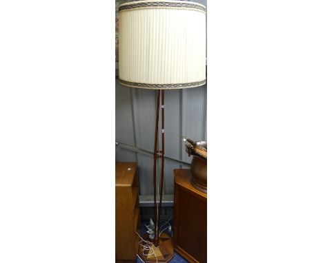 A Retro Standard Lamp, with an interesting geometric wood design on base, 71in (180cm) high 