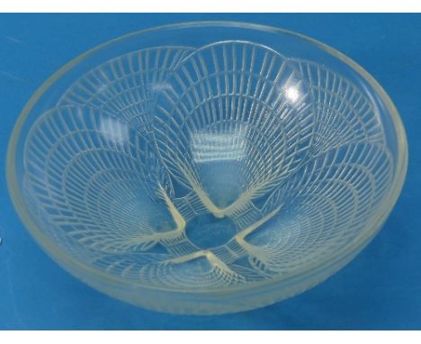 A René Lalique 'Coquille' pattern opalescent Bowl, No 3203, stencilled 'R Lalique France' to the reverse, 6¼in (16cm) diamete