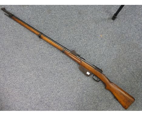 A late 19thC Austro-Hungarian Mannlicher 'M1886' Bolt Auction Rifle, serial no. 3050II, engraved into the stock '8438II' tota