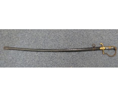 A German Third Reich Period Army Officer's Dress Sword, with wire banded grip, eagle and swastika to the gilt crossguard, the