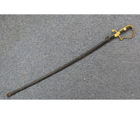 A German Third Reich Period Army Officer's Dress Sword, with wire banded grip, eagle and swastika to the gilt crossguard, the