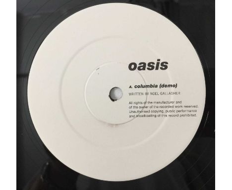 OASIS - COLUMBIA 12" (ORIGINAL 1993 UK S/SIDED PROMO - CTP 8). A scarce, original 12" promo copy of Oasis' 1993 single Columb