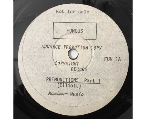 FUNGUS - PREMONITIONS LP (UK PROMO - MAXIMUM MUSIC - FUN 1). A scarce advance promo pressing of the never-officially-released
