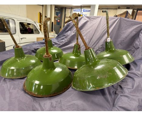 An enamel lamp shade, 41 cm diameter, and others similar&nbsp; (6) Please see our terms and conditions in relation to collect