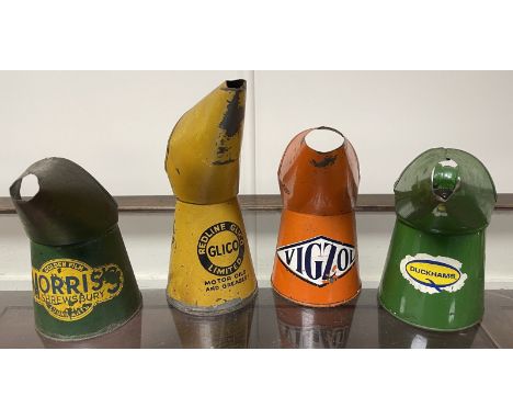 A Morris Shrewsbury Golden Film Lubricants oil jug, 17.5 cm high, and three others (4)  Please see our terms and conditions i