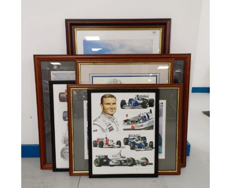 Four David Coulthard racing prints, and two other racing prints (6)  Please see our terms and conditions in relation to colle