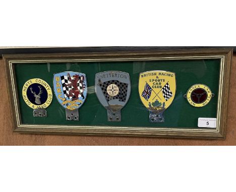 An enamel car badge, Snetterton, and four others, Hearts County Auto &amp; Aero Club, BARC, British Racing &amp; Sports Car C