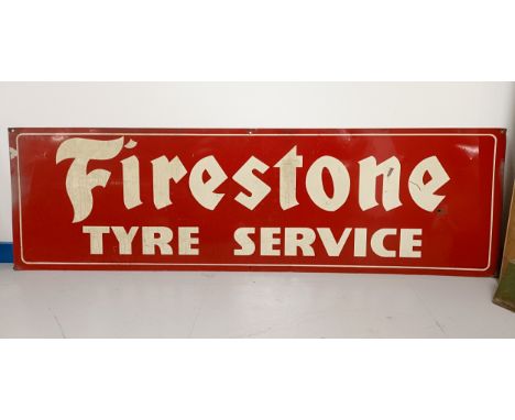 A Firestone Tyre Service metal sign, 46 x 154 cm  Please see our terms and conditions in relation to collection