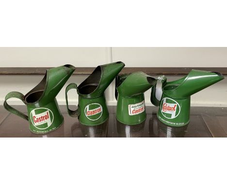 Four Castrol jugs, 14 cm high (4)  Please see our terms and conditions in relation to collection