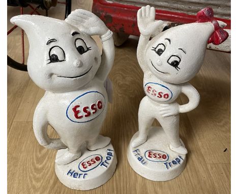 A pair of reproduction Esso painted metal figures, Herr Tropf and Frau Tropf, Herr 23 cm high  Please see our terms and condi
