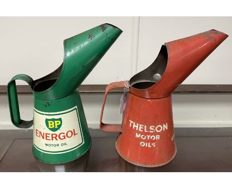 A Thelson Tractor Oils jug, 24.5 cm high, and a BP Energol Motor Oil jug (2)  Please see our terms and conditions in relation