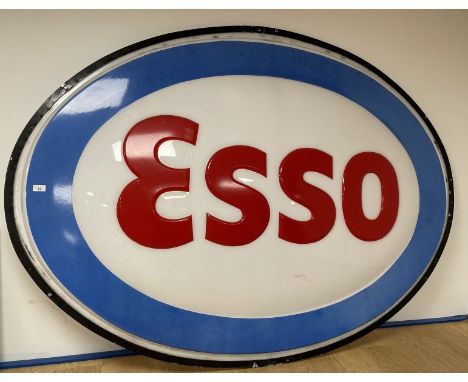 A large Esso plastic forecourt sign (section), 136 x 185 cm***with a metal outer ring (in the yard at the back of the museum*