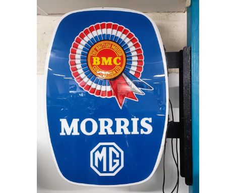 A large BMC/Morris/MG plastic wall mounted garage lightbox, 99 cm high  Please see our terms and conditions in relation to co