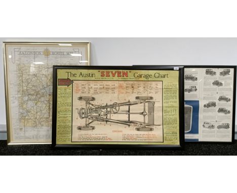 An Austin Seven Garage Chart, an AA London Route Map, and a Morris Cars For 1932 print (3)  Please see our terms and conditio