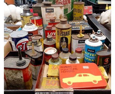 A Castrol XL Quart Castrol Caddy tin, 22 cm high, other tins and items (box)  Please see our terms and conditions in relation