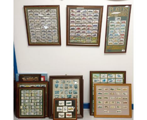 A large group of motoring related cigarette and other cards, in fourteen frames (14)  Please see our terms and conditions in 