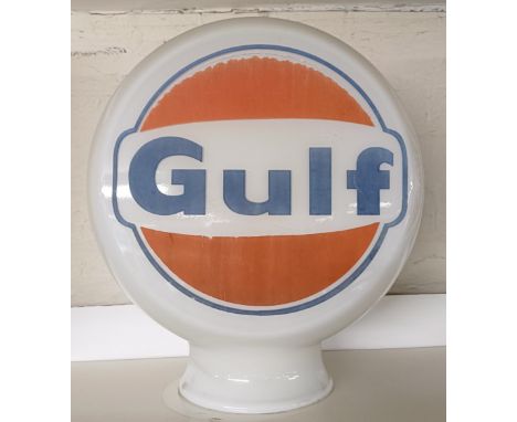 A Gulf circular glass pump globe, 40 cm high  Please see our terms and conditions in relation to collection