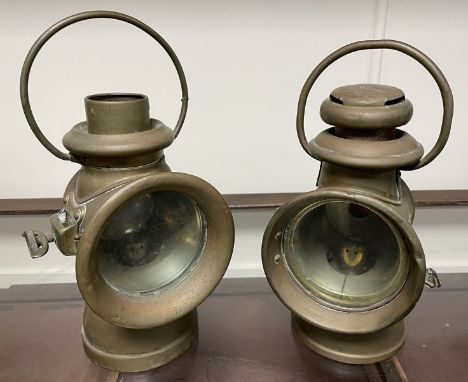 Two vintage brass car lamps, and another similar (3)  Please see our terms and conditions in relation to collection